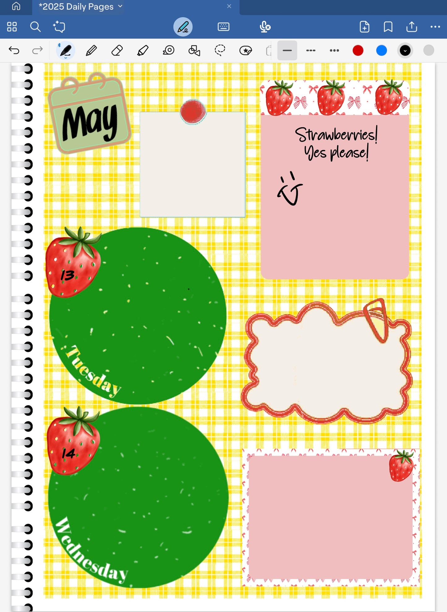 Strawberries! Half/Quarter Rectangles Digital Pre-Cropped Stickers For Goodnotes (6900-HQ)