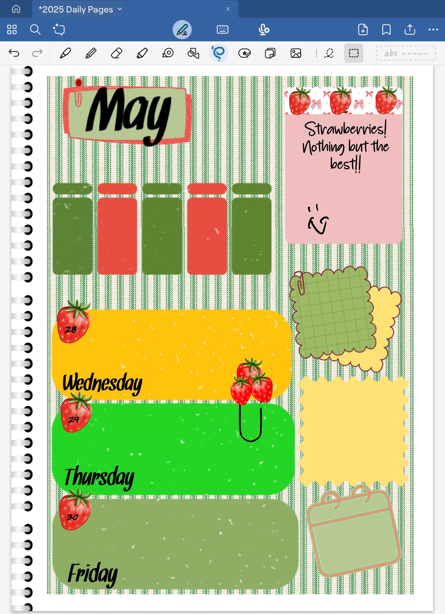 Strawberries! Full Rectangles Digital Pre-Cropped Stickers For Goodnotes (6900-FR)