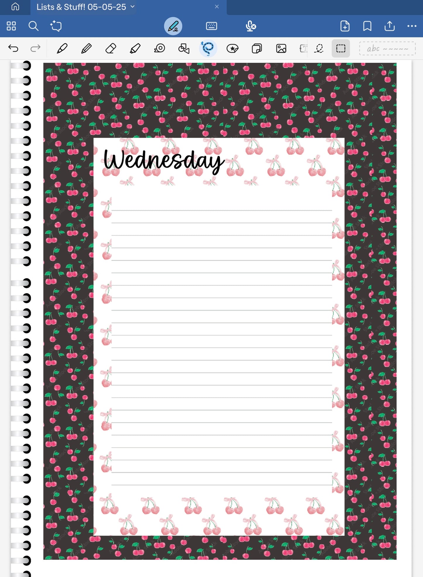 Cherry On Top! Lists & Stuff Digital Pre-Cropped Stickers For Goodnotes (6100-LS)