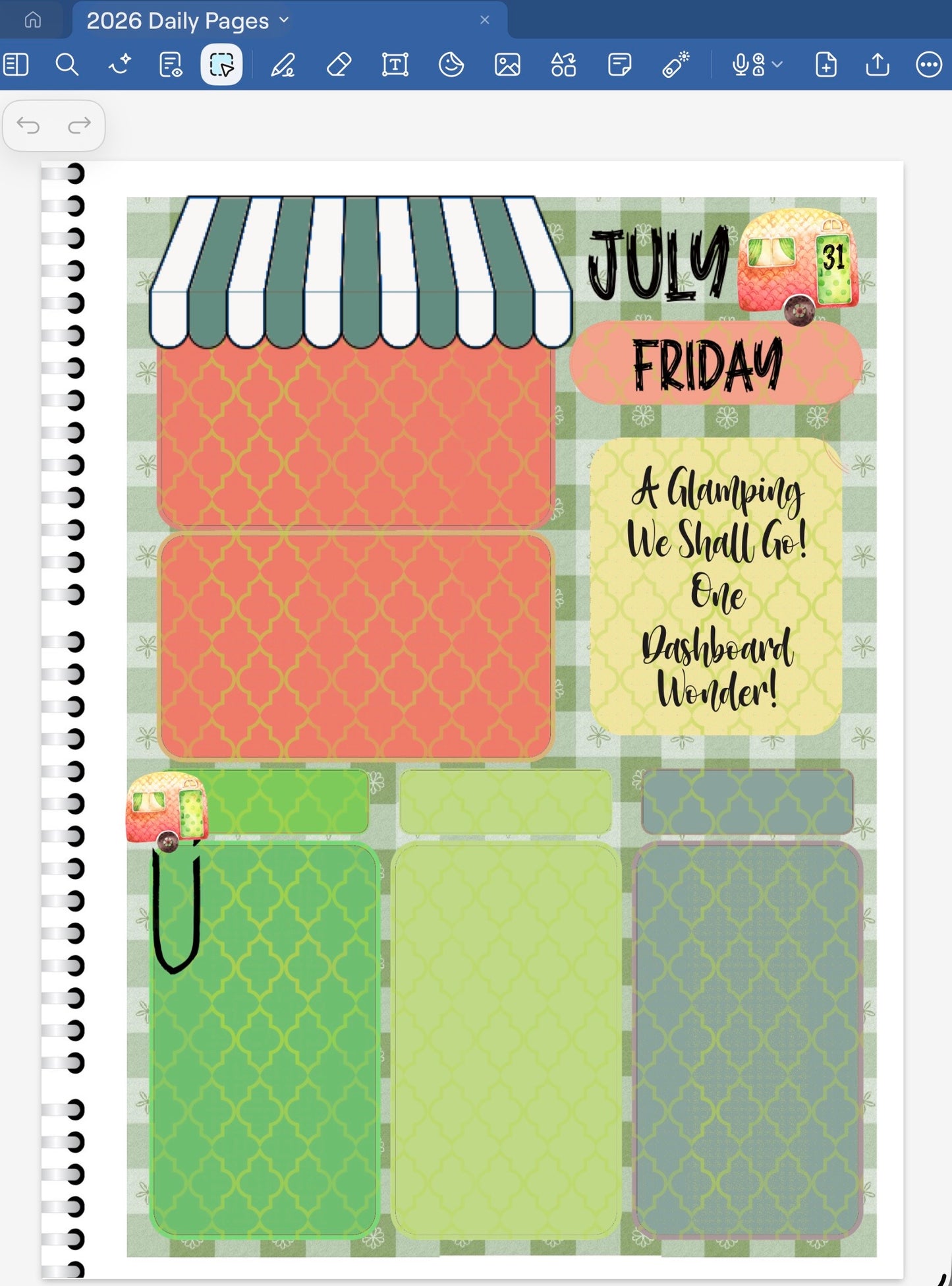 Glamping! GoodNotes Sticker Bundle – Digital Planner Stickers for iPad, Pre-Cropped Aesthetic Stickers Pack (8500-BU)