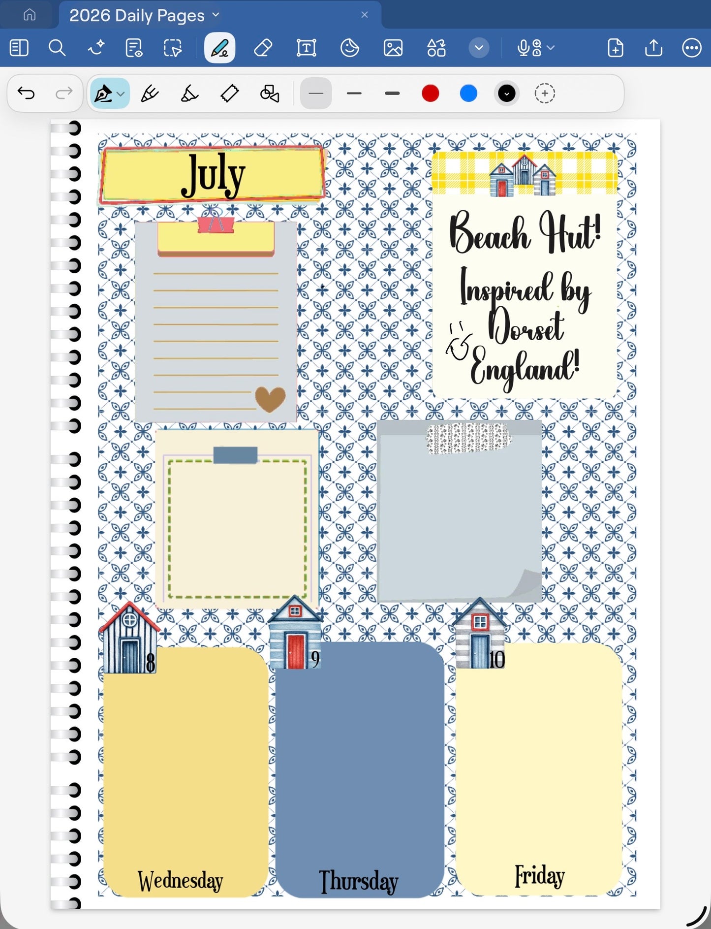 Dorset Beach Hut! GoodNotes Sticker Bundle – Digital Planner Stickers for iPad, Pre-Cropped Aesthetic Stickers Pack (8900-BU)
