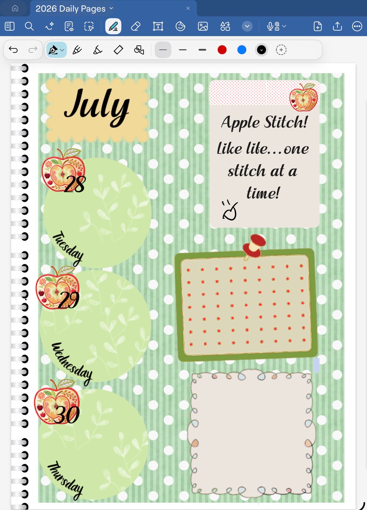Apple Stitch! GoodNotes Sticker Bundle – Digital Planner Stickers for iPad, Pre-Cropped Aesthetic Stickers Pack (9700-BU)