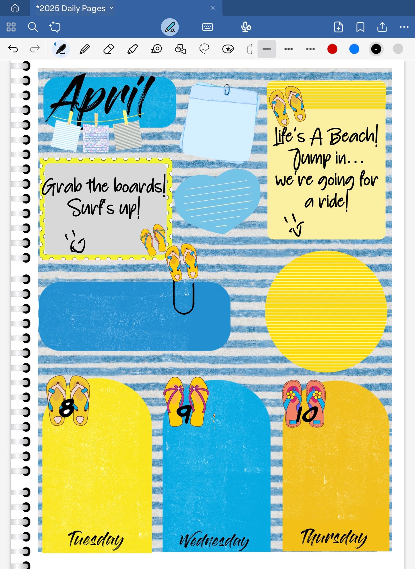Life's A Beach! Skinny Rectangles Digital Pre-Cropped Stickers For Goodnotes (6300-SR)