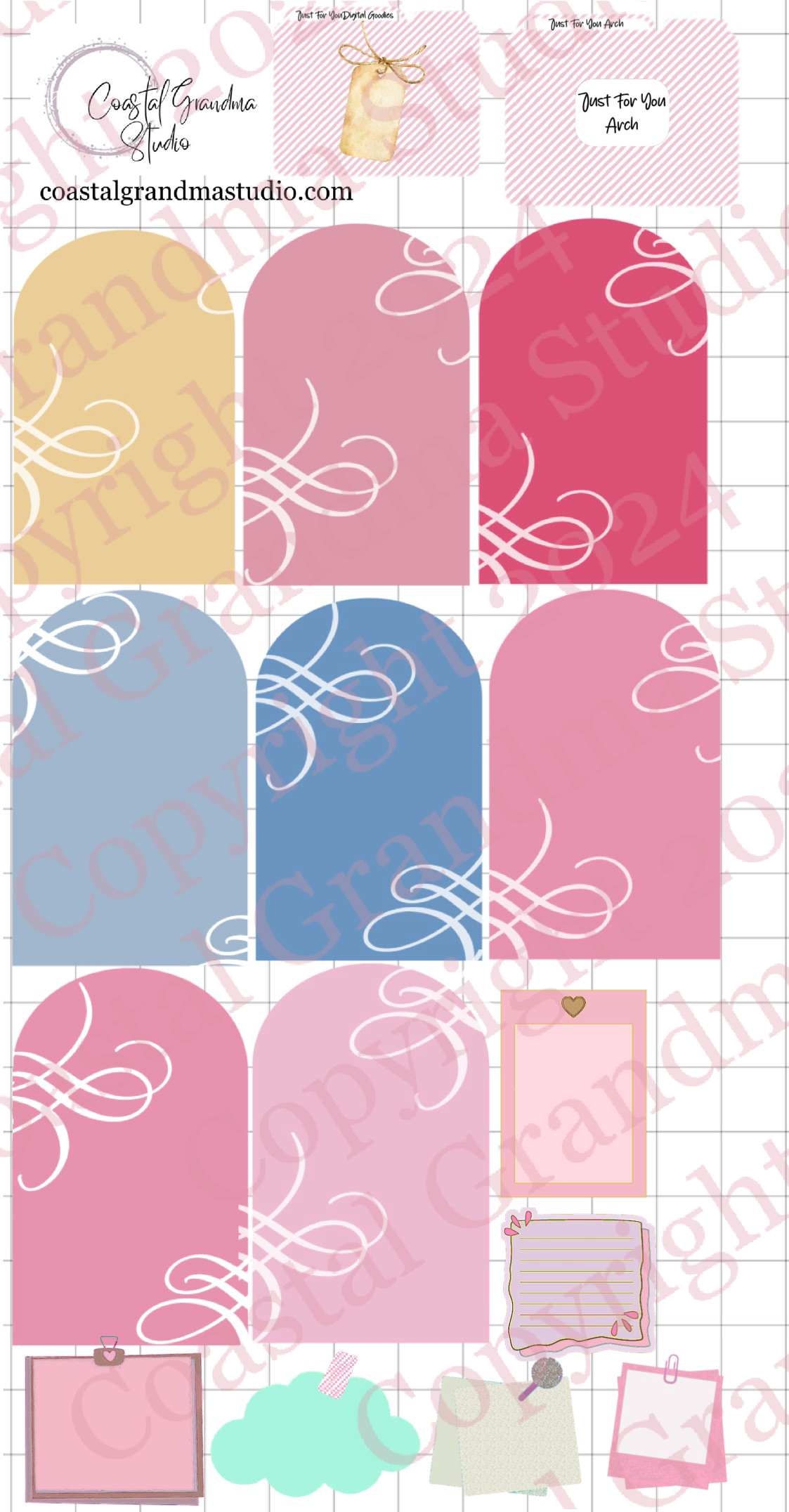Just For You! Arches Digital Pre-Cropped Stickers For Goodnotes (5700-A)