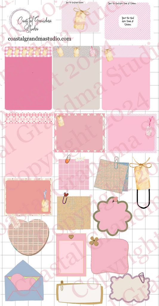 Just For You!  Note Pads & Stickers Digital Pre-Cropped Stickers For Goodnotes (5700-NP)