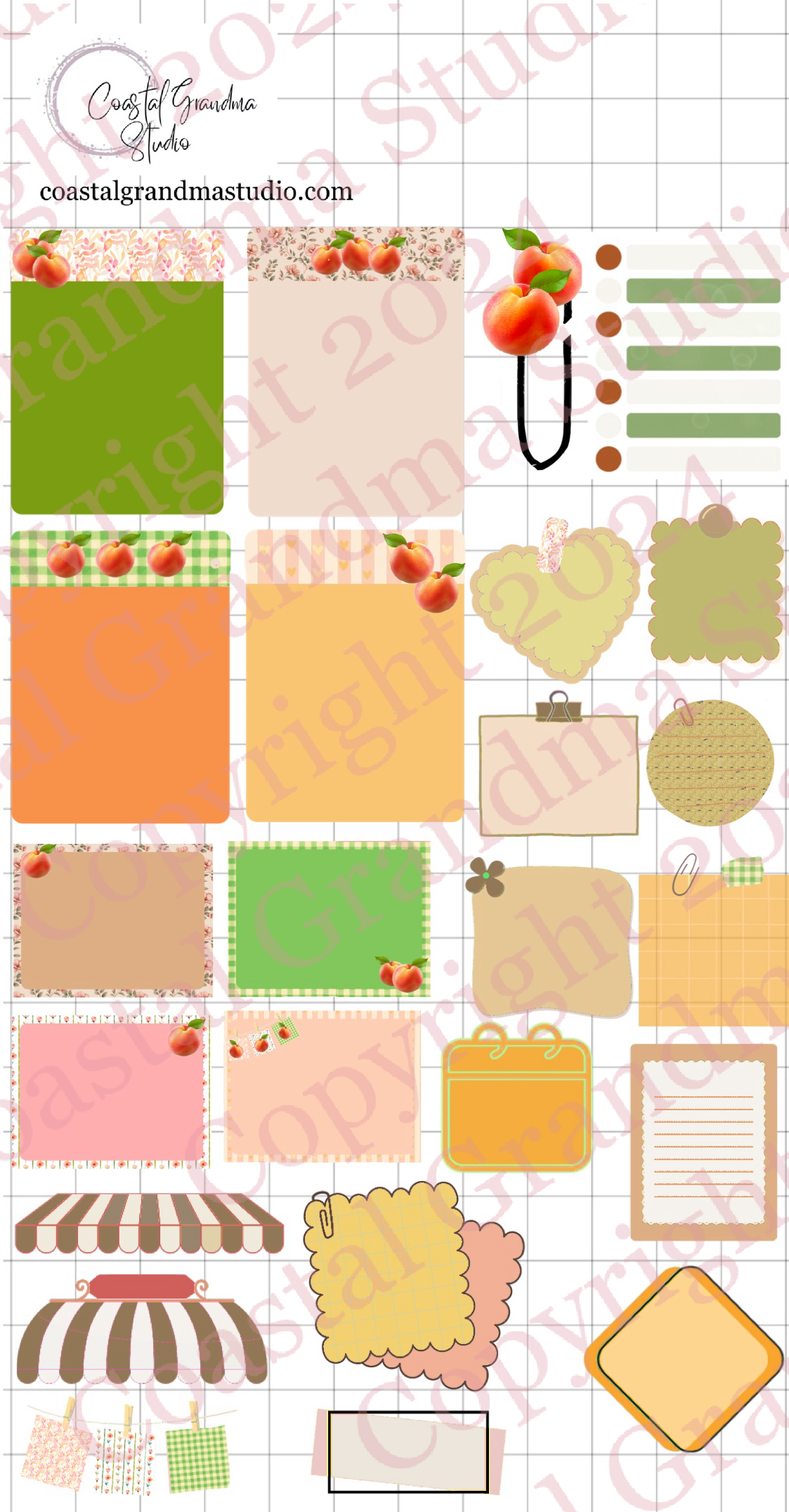 Just Peachy! Note Pads & Stickers Digital Pre-Cropped Stickers For Goodnotes (7600-NP)