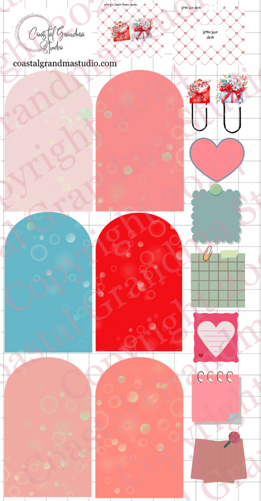 Letter Love! Arches Digital Pre-Cropped Stickers For Goodnotes (4900-A)