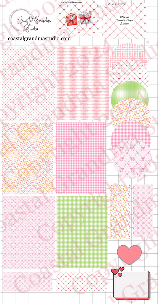 Letter Love! Decorative Papers & Goodies Digital Pre-Cropped Stickers For Goodnotes (4900-PG)