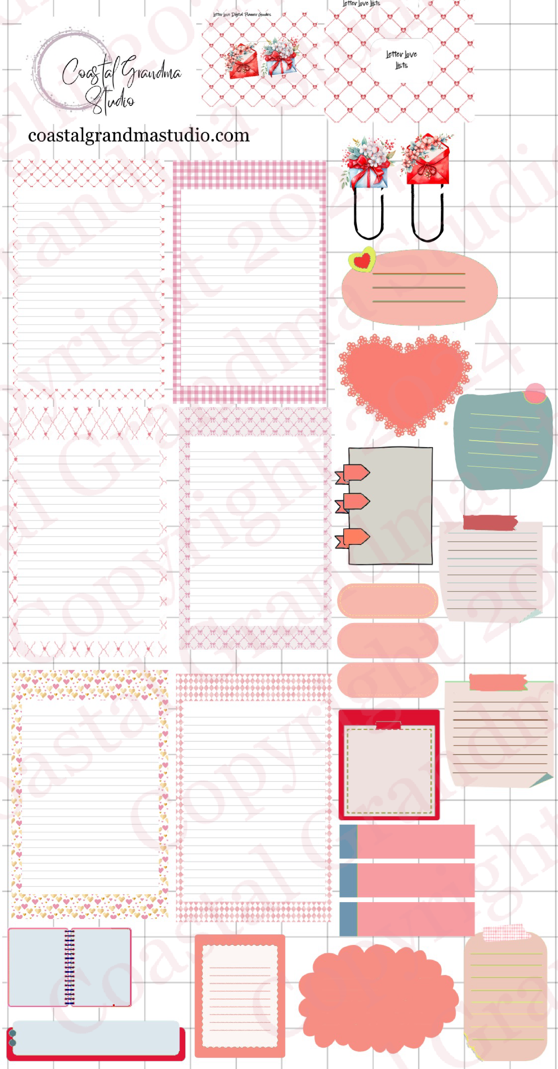 Letter Love! Lists & Stuff Digital Pre-Cropped Stickers For Goodnotes (4900-LS)