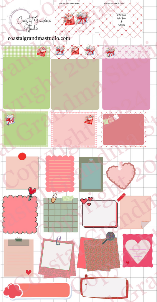 Letter Love!  Note Pads & Stickers Digital Pre-Cropped Stickers For Goodnotes (4900-NP)