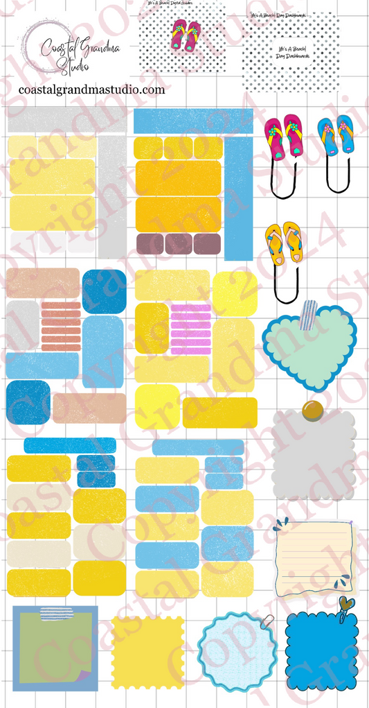 Life's A Beach! Day Dashboards Digital Pre-Cropped Stickers For Goodnotes (6300-DDA)