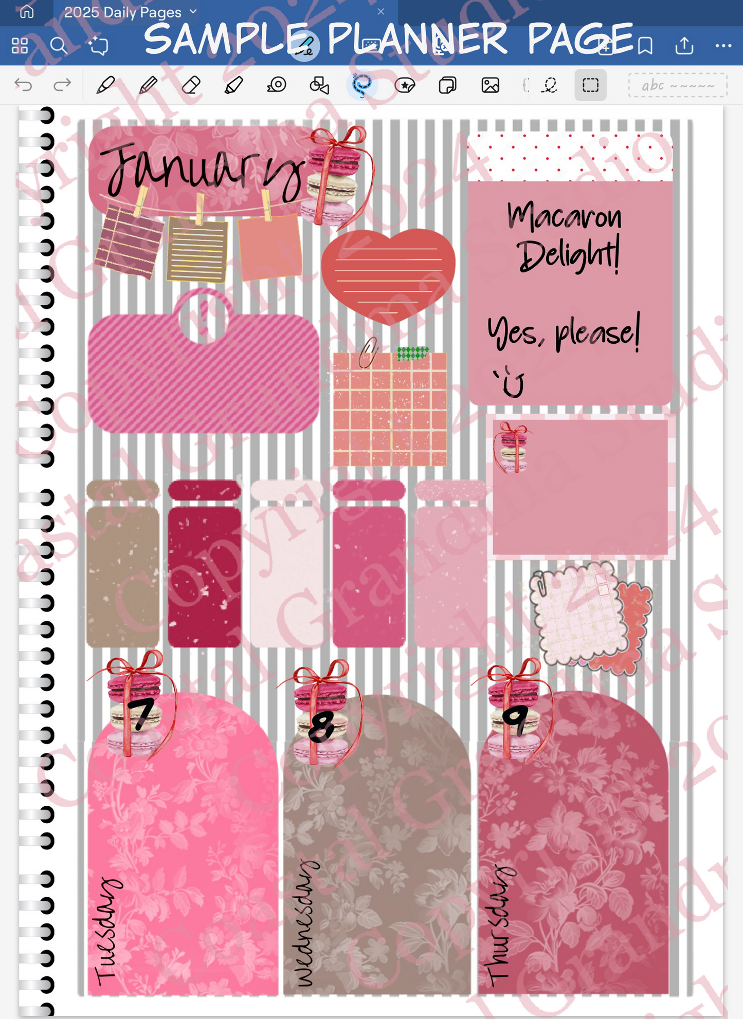 Macaron Delight! Skinny Rectangles Digital Pre-Cropped Stickers For Goodnotes (4700-SR)