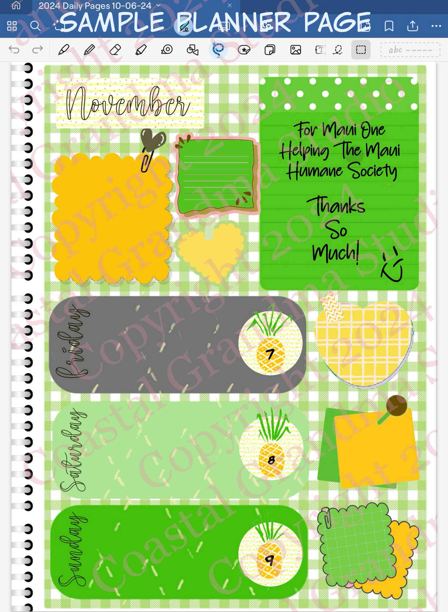 For Maui With Love One! Day Rounds Digital Pre-Cropped Stickers For Goodnotes (5300-DR)