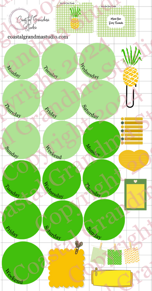 For Maui With Love One! Day Rounds Digital Pre-Cropped Stickers For Goodnotes (5300-DR)