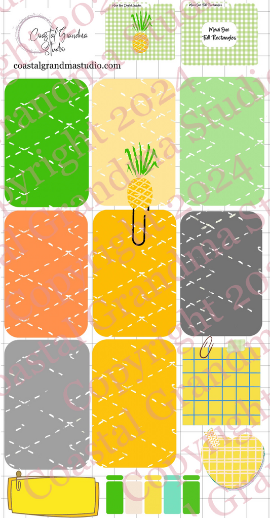 For Maui With Love One! Full Rectangles Digital Pre-Cropped Stickers For Goodnotes (5300-FR)