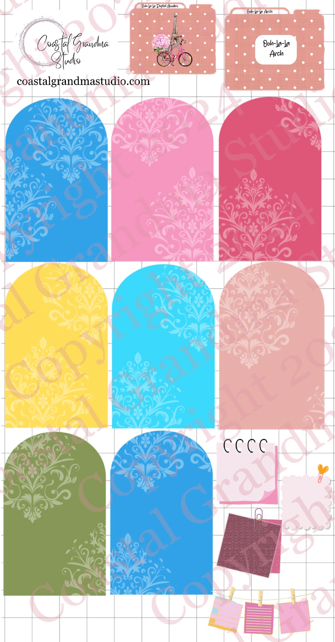 Ooh-La-La! Arches Digital Pre-Cropped Stickers For Goodnotes (5200-A)