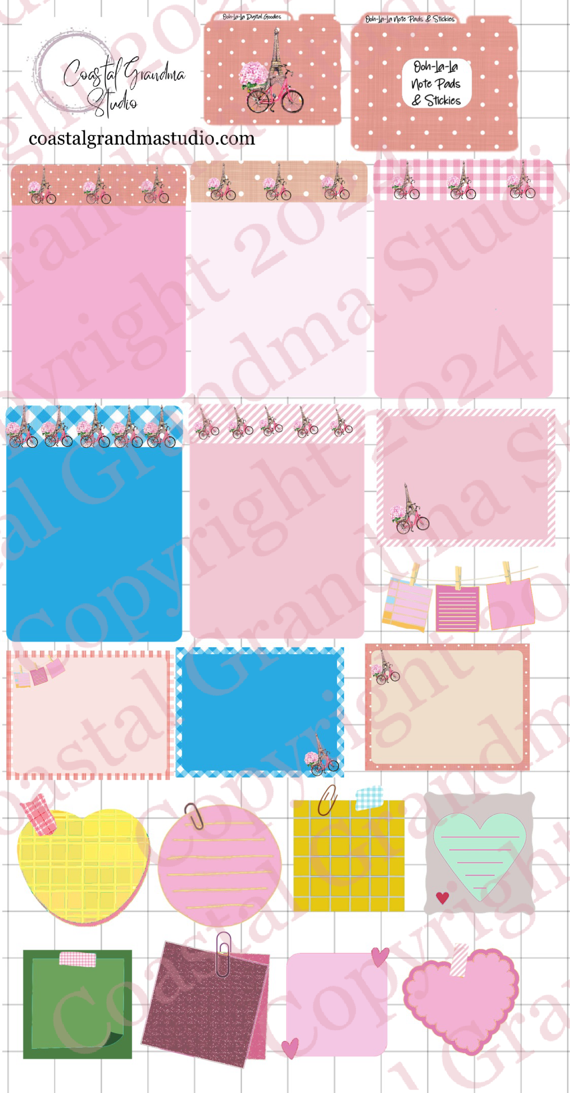 Ooh-La-La! Note Pads & Stickers Digital Pre-Cropped Stickers For Goodnotes (5200-NP)