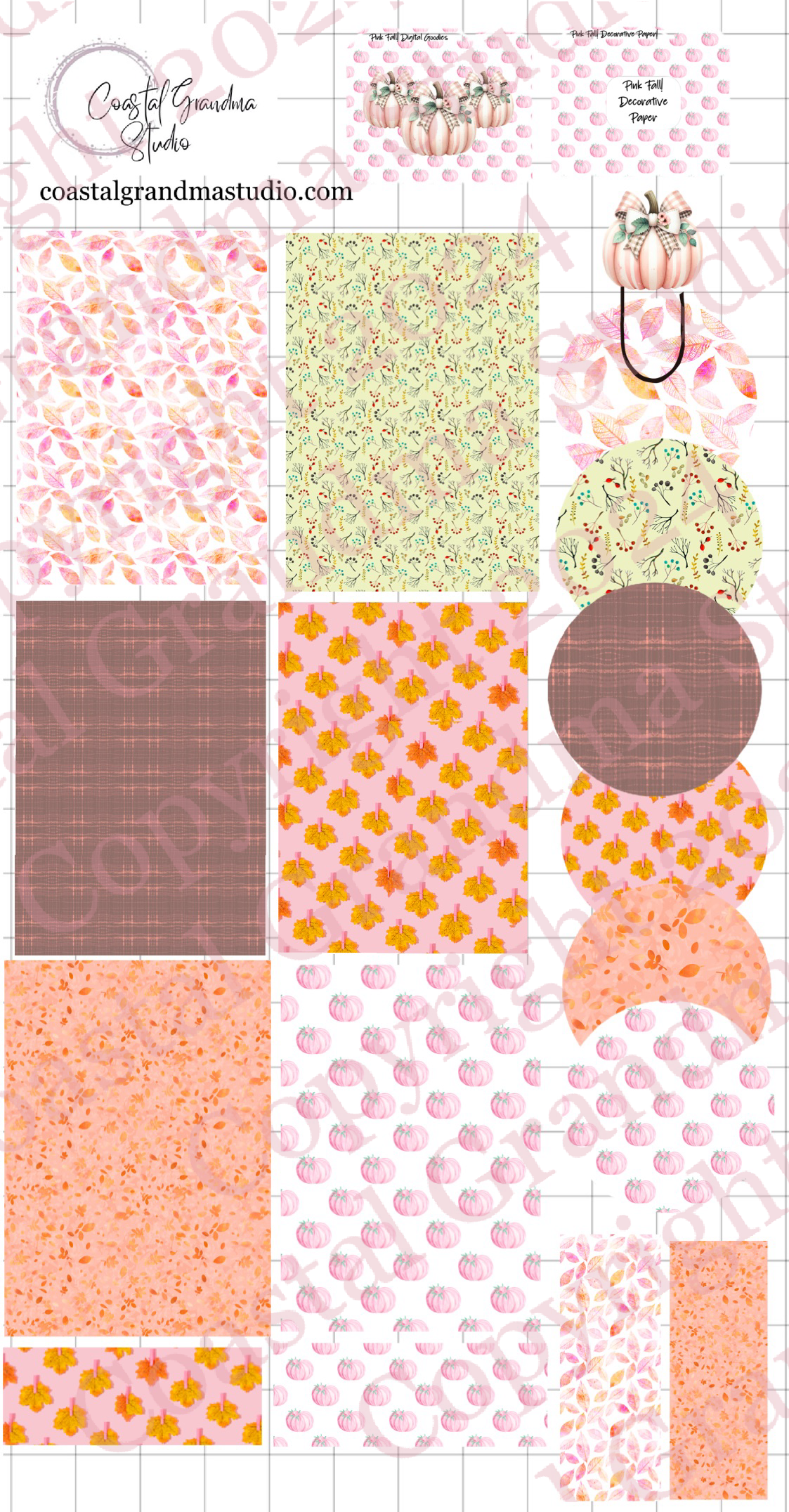 Pink Fall! Decorative Papers & Goodies Digital Pre-Cropped Stickers For Goodnotes (7800-PG)