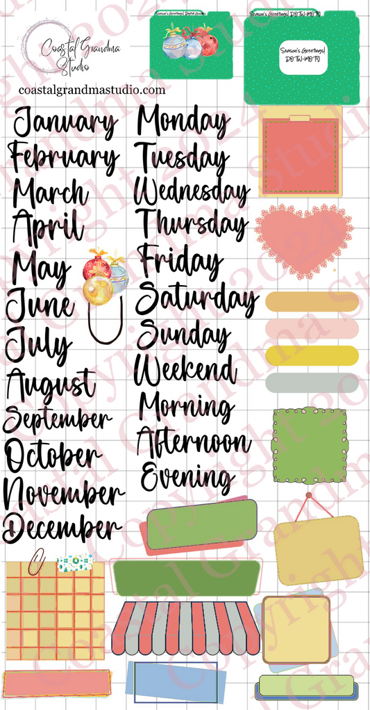 Season's Greetings! Days Of The Week/Months Of The Year Digital Pre-Cropped Stickers For Goodnotes (8000-DM) (Copy)