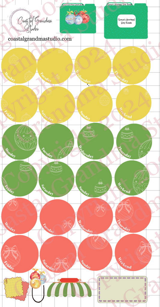 Season's Greetings! Day Rounds Digital Pre-Cropped Stickers For Goodnotes (8000-DR) (Copy)