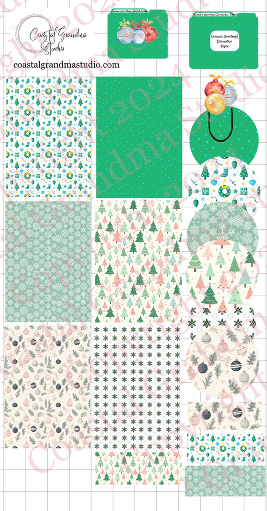 Season's Greetings! Decorative Papers & Goodies Digital Pre-Cropped Stickers For Goodnotes (8000-PG) (Copy)