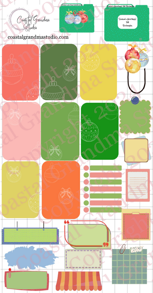 Season's Greetings! Full Rectangles Digital Pre-Cropped Stickers For Goodnotes (8000-FR)