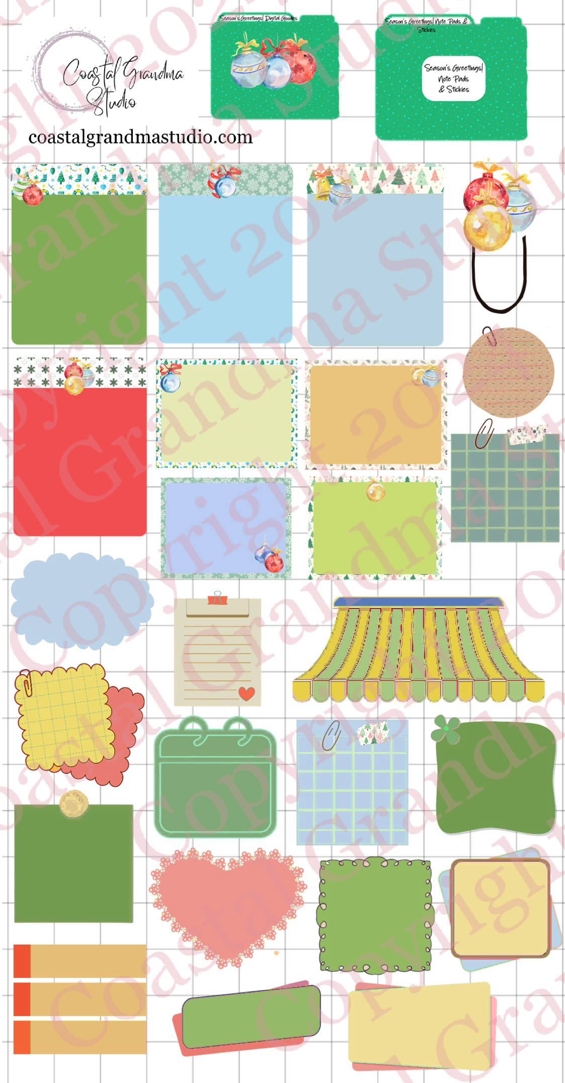 Season's Greetings! Note Pads & Stickers Digital Pre-Cropped Stickers For Goodnotes (8000-NP) (Copy)