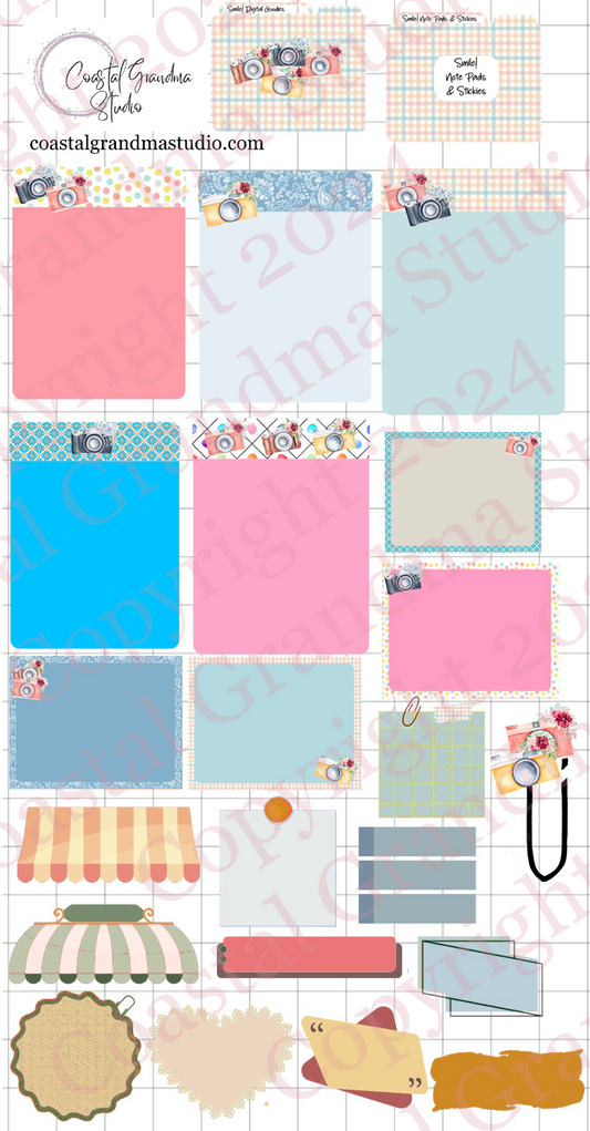 Smile! Note Pads & Stickers Digital Pre-Cropped Stickers For Goodnotes (7300-NP)