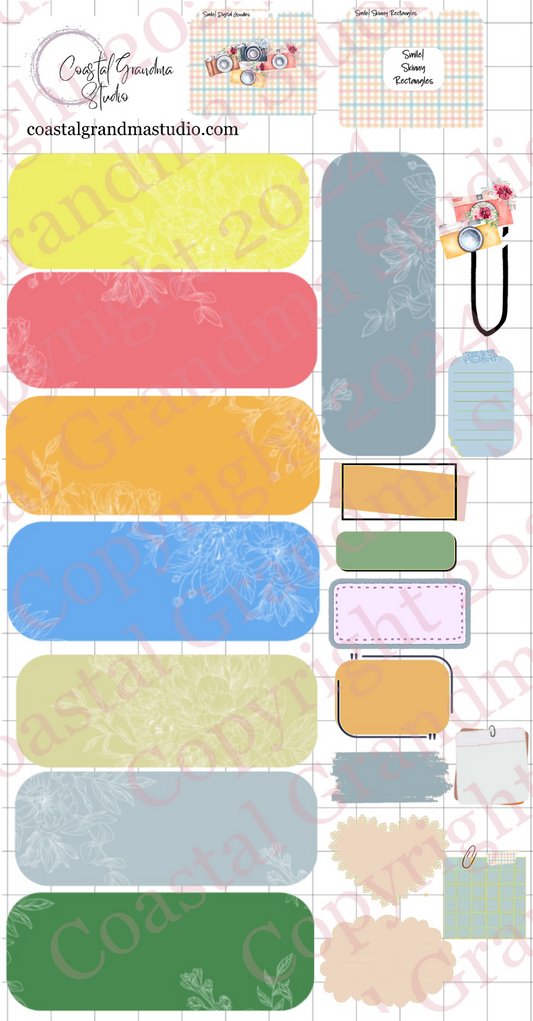 Smile! Skinny Rectangles Digital Pre-Cropped Stickers For Goodnotes (7300-SR)