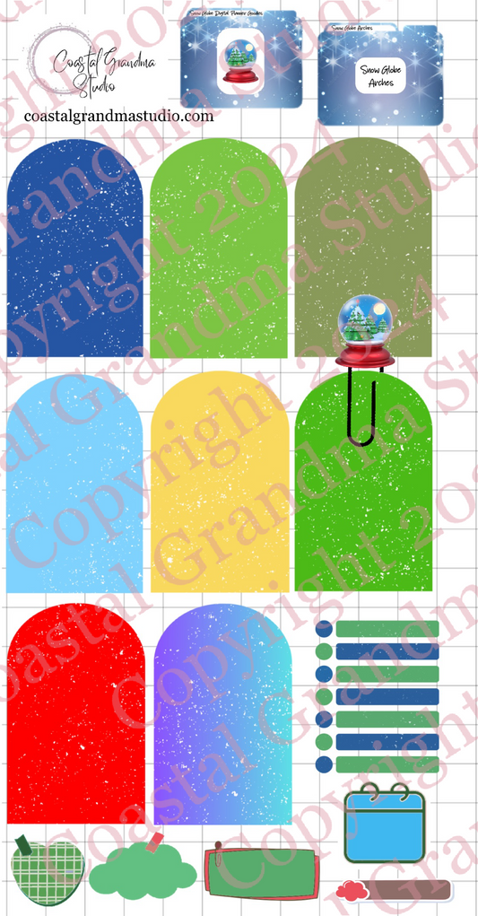Snow Globe Magic! Arches Digital Pre-Cropped Stickers For Goodnotes (5400-A