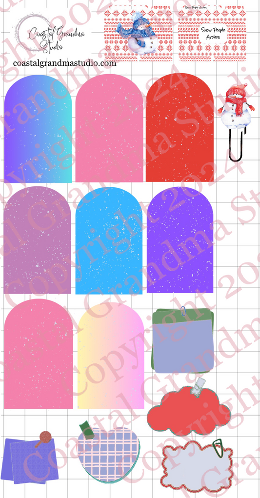 Snow People! Arches Digital Pre-Cropped Stickers For Goodnotes (4800-A)