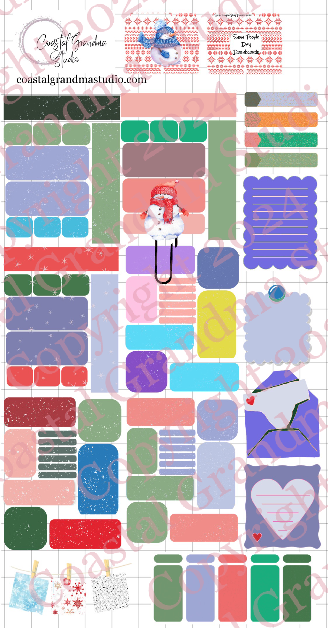 Snow People! Day Dashboards Digital Pre-Cropped Stickers For Goodnotes (4800-DDA)