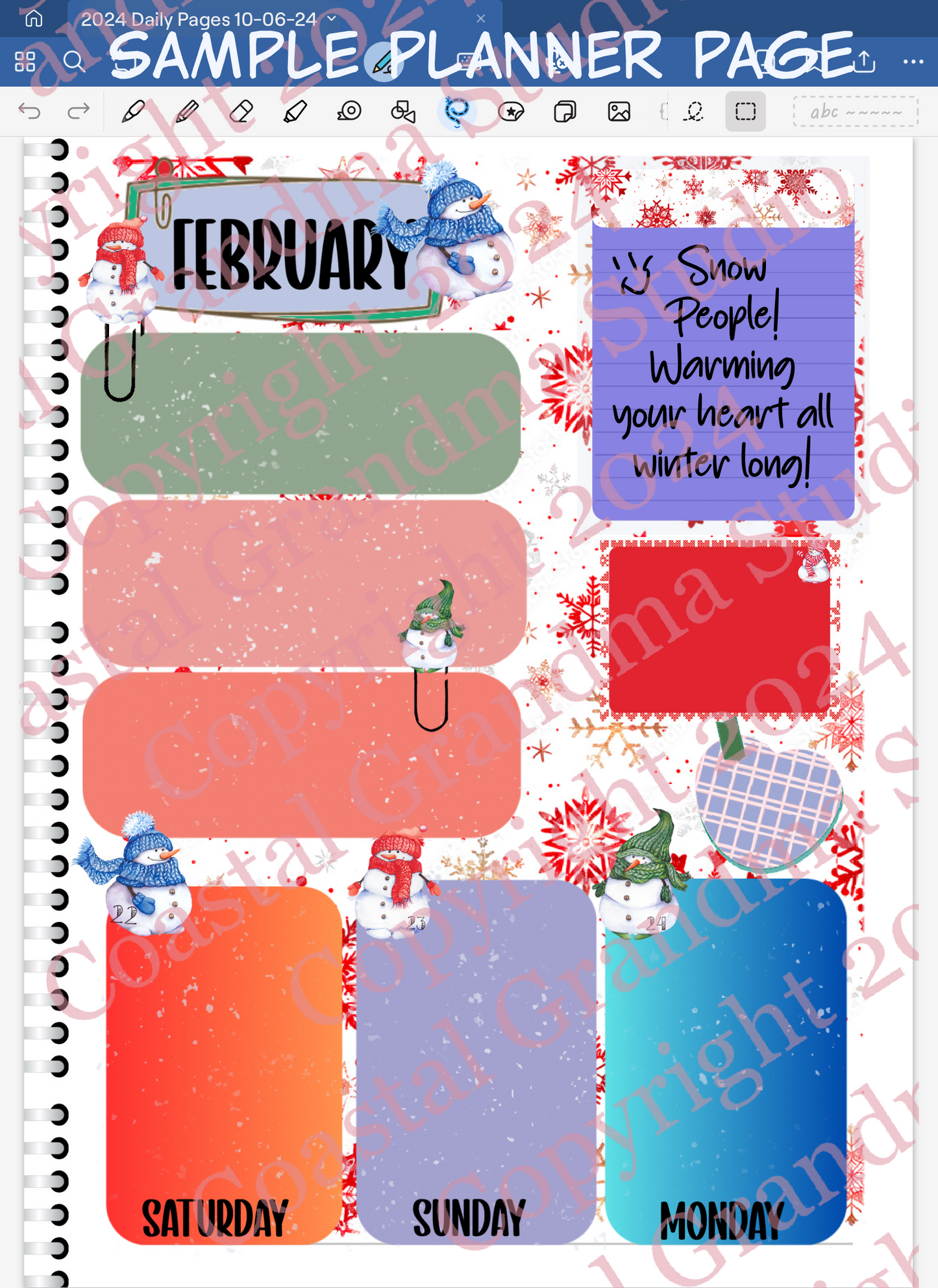 Snow People! Half/Quarter Rectangles Digital Pre-Cropped Stickers For Goodnotes (4800-HQ)