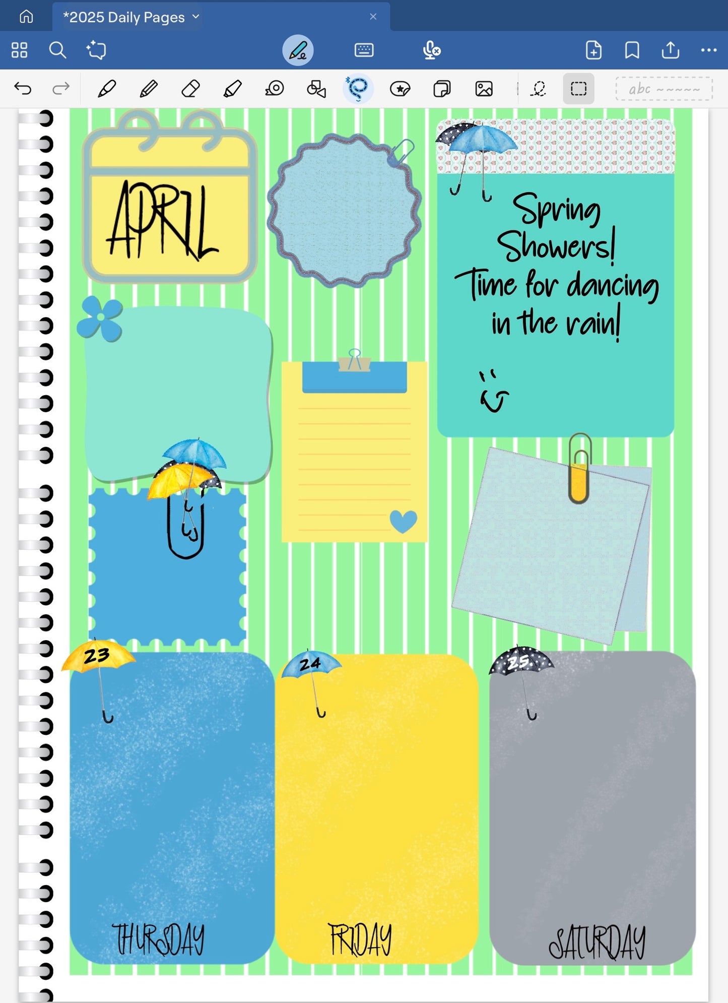 Spring Showers! Decorative Papers & Goodies Digital Pre-Cropped Stickers For Goodnotes (6600-PG)