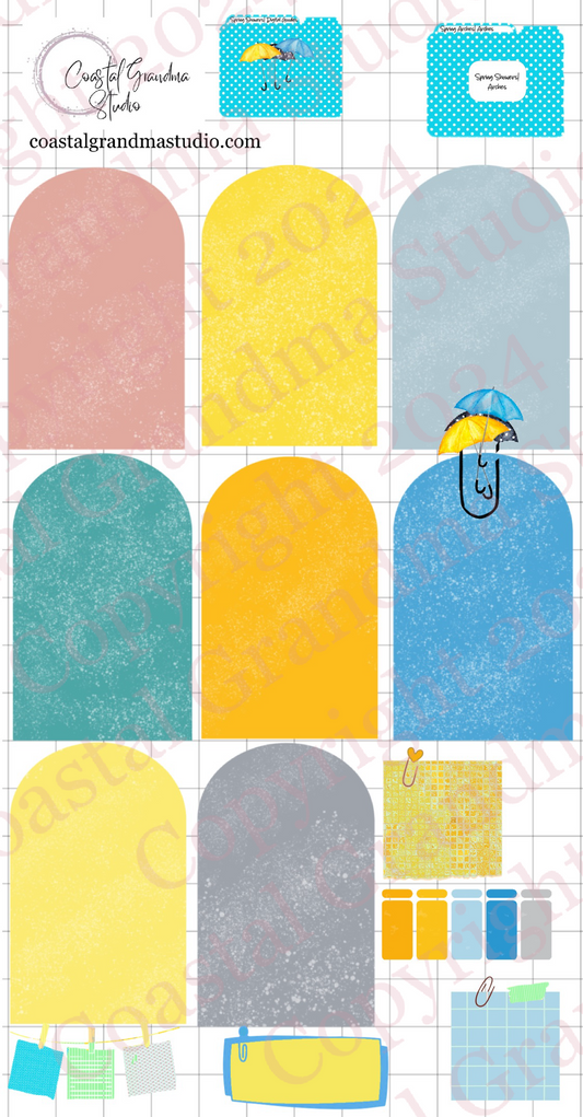 Spring Showers! Arches Digital Pre-Cropped Stickers For Goodnotes (6600-A)