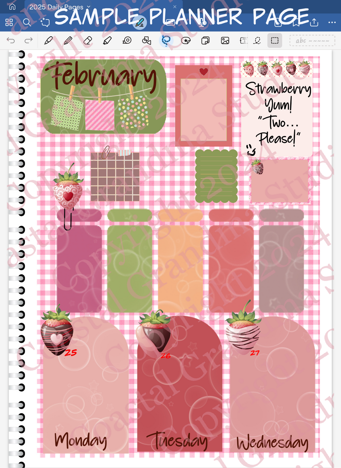 Strawberry Yum! Arches Digital Pre-Cropped Stickers For Goodnotes (4500-A)
