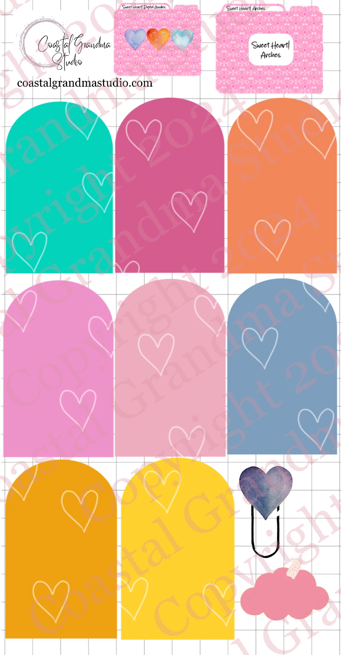 Sweet Heart! Arches Digital Pre-Cropped Stickers For Goodnotes (6000-A)