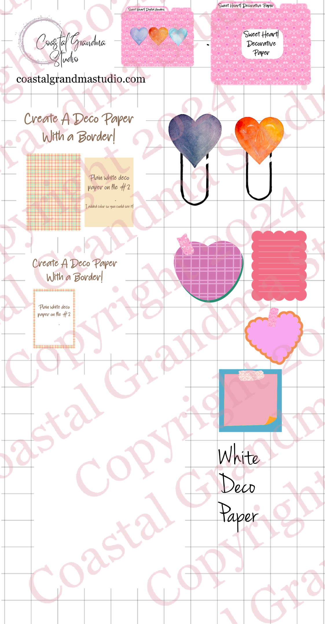 Sweet Heart! Decorative Papers & Goodies Digital Pre-Cropped Stickers For Goodnotes (6000-PG)