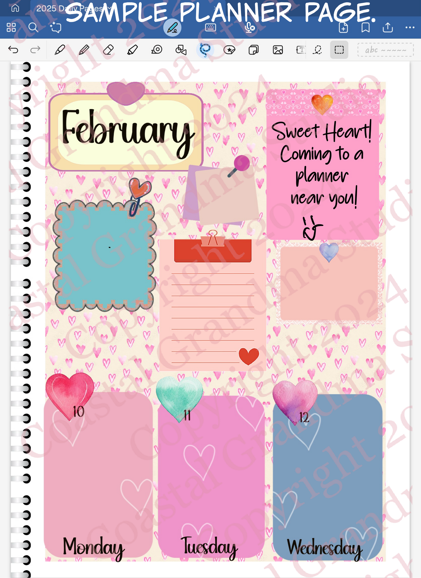 Sweet Heart! Half/Quarter Rectangles Digital Pre-Cropped Stickers For Goodnotes (6000-HQ)
