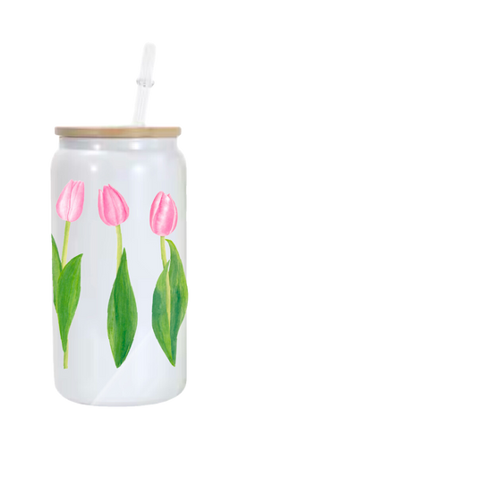 Tip Toe Through The Tulips! Glass Tumbler (1566-T)