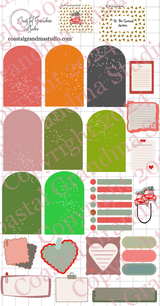 Tis The Season! Arches Digital Pre-Cropped Stickers For Goodnotes (7900-A)