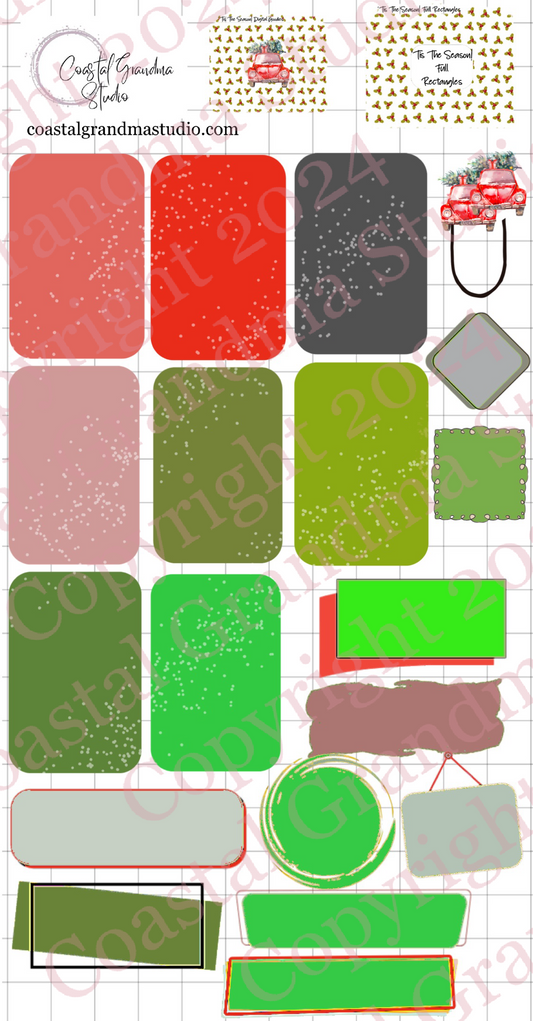 Tis The Season! Full Rectangles Digital Pre-Cropped Stickers For Goodnotes (7900-FR)