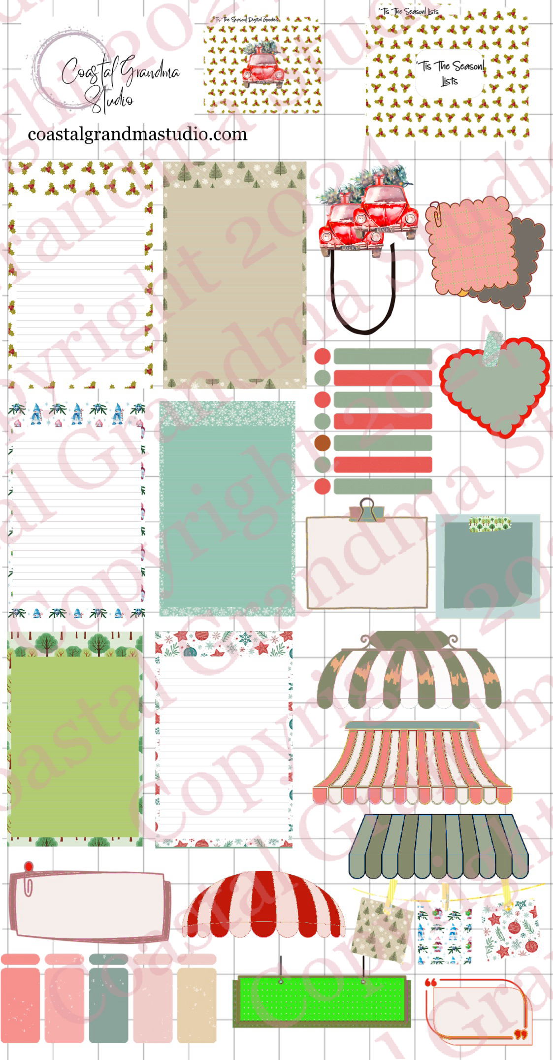 Tis The Season! Lists & Stuff Digital Pre-Cropped Stickers For Goodnotes (7900-LS)