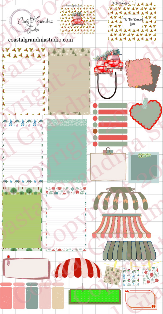 Tis The Season! Lists & Stuff Digital Pre-Cropped Stickers For Goodnotes (7900-LS)
