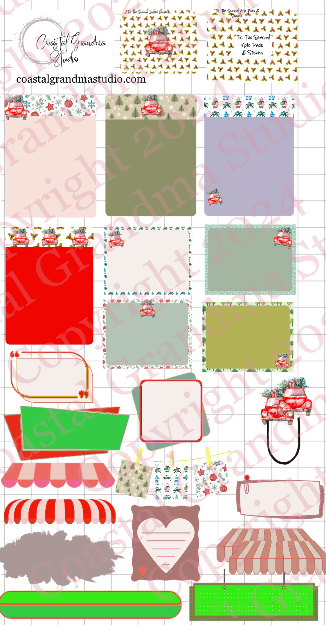 Tis The Season! Note Pads & Stickers Digital Pre-Cropped Stickers For Goodnotes (7900-NP)