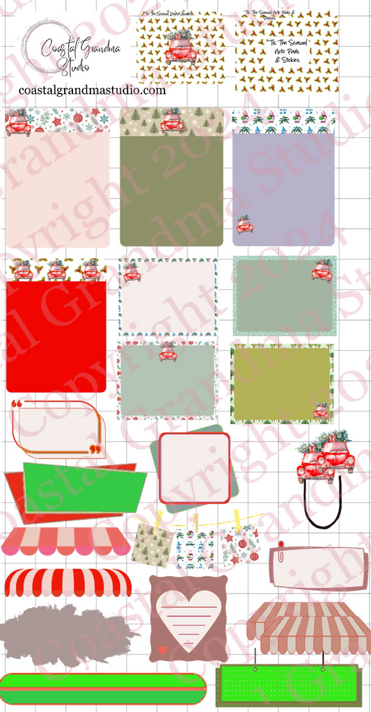 Tis The Season! Note Pads & Stickers Digital Pre-Cropped Stickers For Goodnotes (7900-NP)