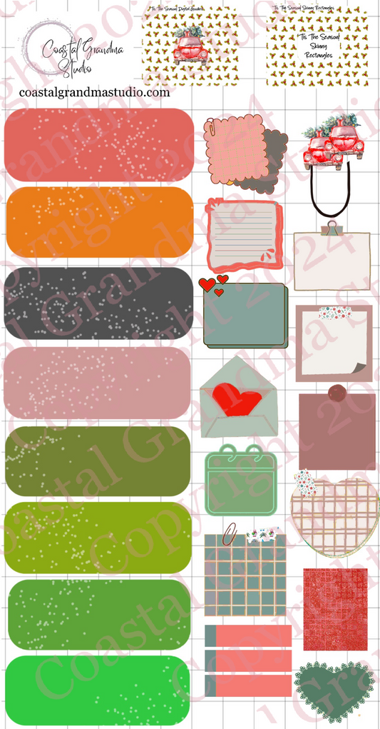 Tis The Season! Skinny Rectangles Digital Pre-Cropped Stickers For Goodnotes (7900-SR)