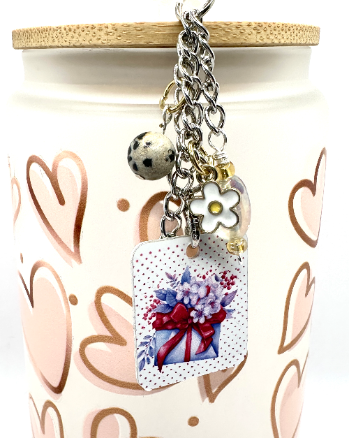 White Letter Love Personalized Straw/Cup Charm (1559-WC)