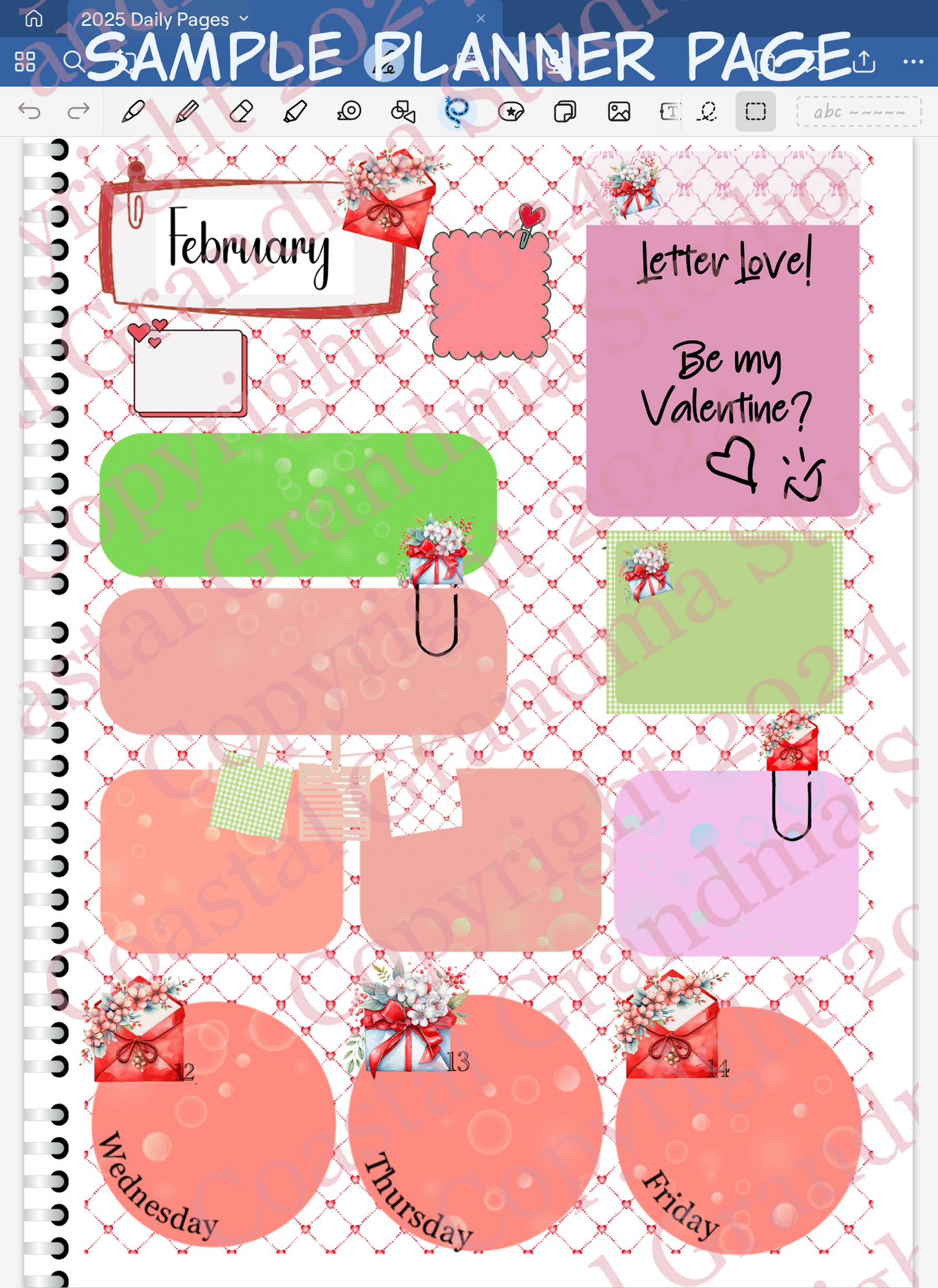 Just For You! Day Dashboards Digital Pre-Cropped Stickers For Goodnotes (5700-DDA)
