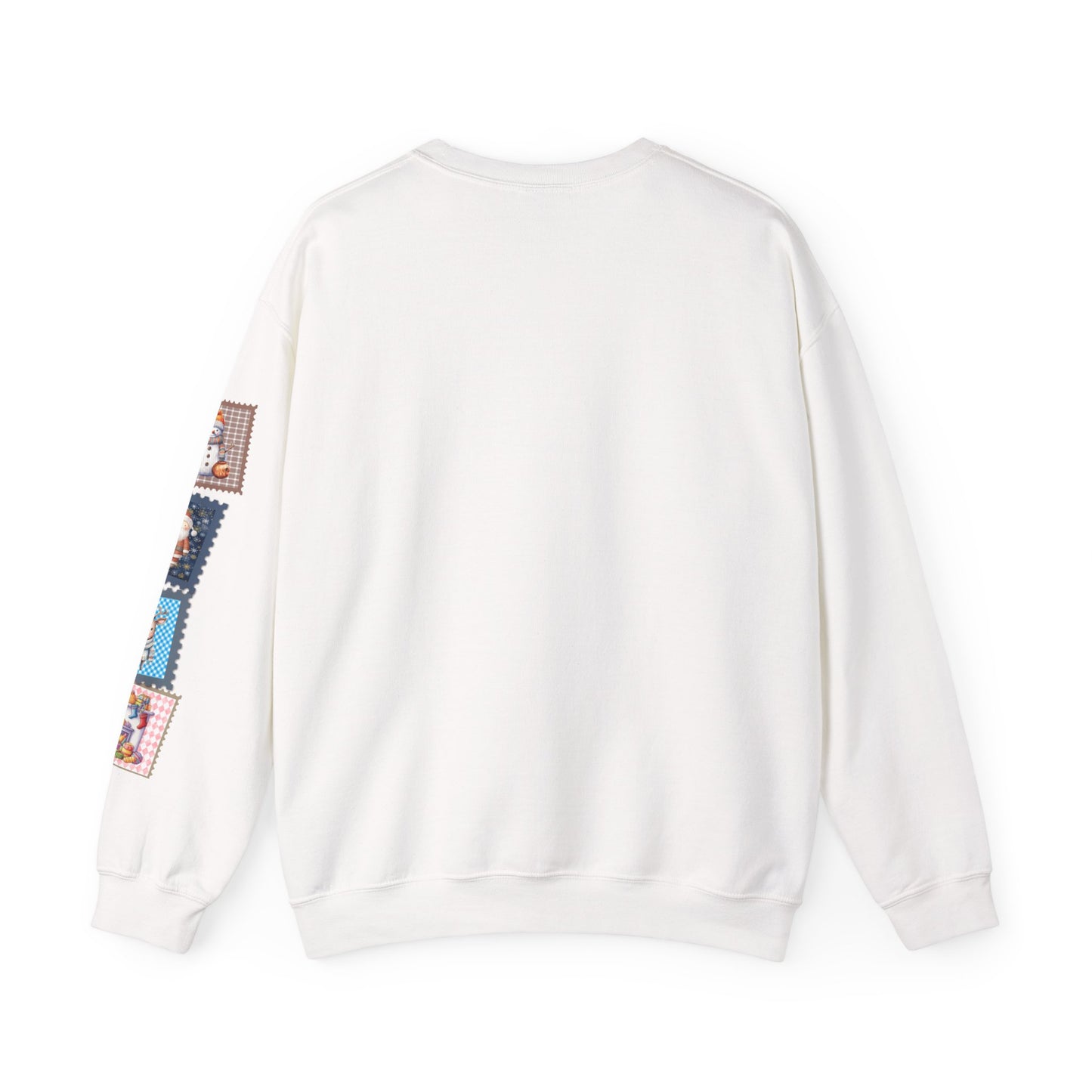 Cozy Christmas! Crewneck Sweatshirt, Cute Holiday Gift, Unisex, Cozy Casual Wear, Scrapbook Style, Postage Stamp (HC-1009)